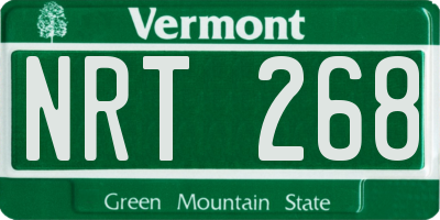 VT license plate NRT268
