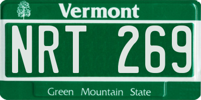 VT license plate NRT269