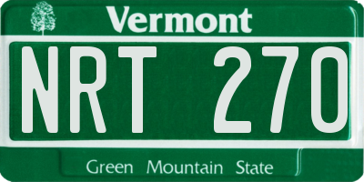 VT license plate NRT270