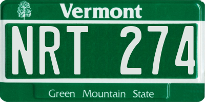 VT license plate NRT274