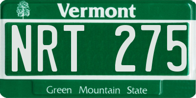 VT license plate NRT275