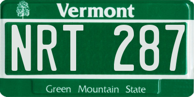 VT license plate NRT287