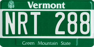 VT license plate NRT288