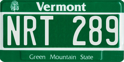 VT license plate NRT289