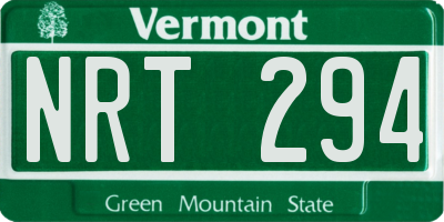 VT license plate NRT294