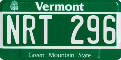 VT license plate NRT296