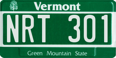 VT license plate NRT301