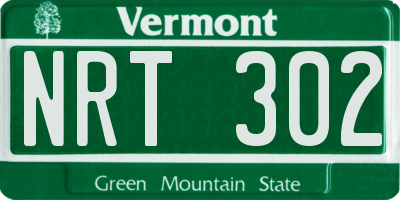VT license plate NRT302