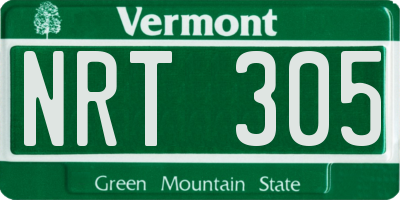 VT license plate NRT305