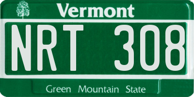 VT license plate NRT308
