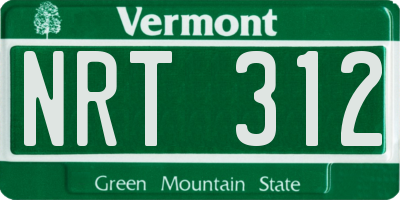 VT license plate NRT312
