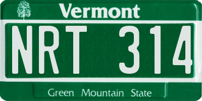 VT license plate NRT314