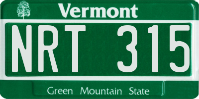 VT license plate NRT315