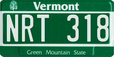 VT license plate NRT318