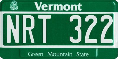 VT license plate NRT322