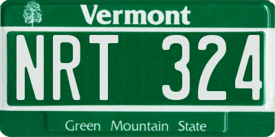 VT license plate NRT324