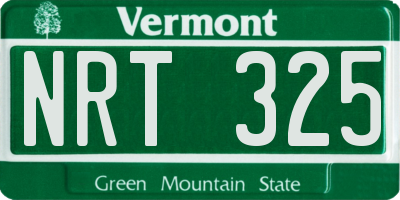 VT license plate NRT325
