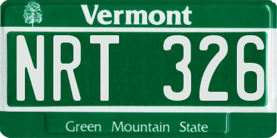 VT license plate NRT326