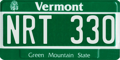 VT license plate NRT330