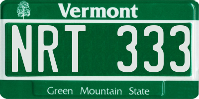 VT license plate NRT333