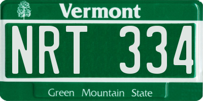 VT license plate NRT334