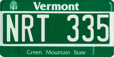 VT license plate NRT335