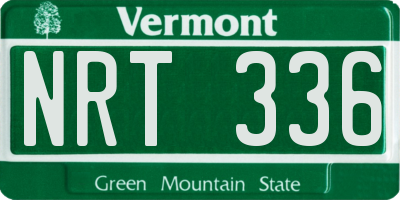 VT license plate NRT336