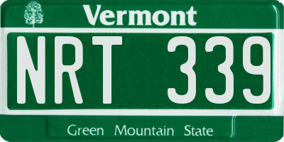 VT license plate NRT339