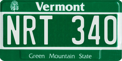 VT license plate NRT340