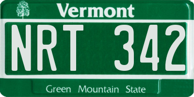VT license plate NRT342