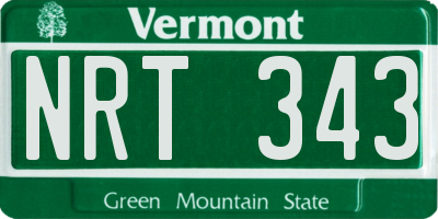 VT license plate NRT343