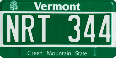 VT license plate NRT344