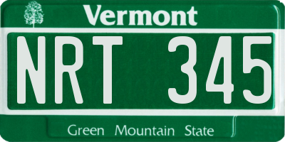 VT license plate NRT345