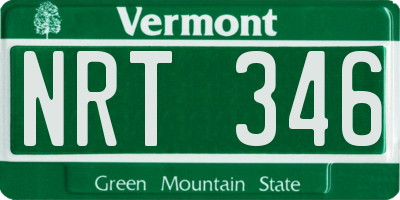 VT license plate NRT346