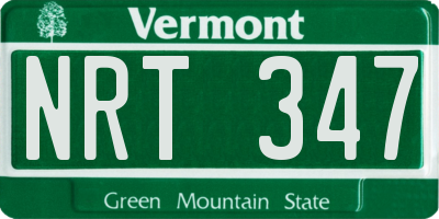 VT license plate NRT347