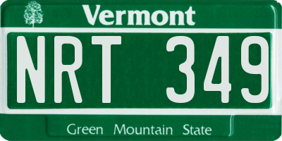 VT license plate NRT349