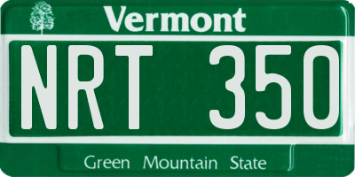 VT license plate NRT350
