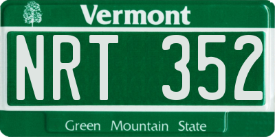 VT license plate NRT352