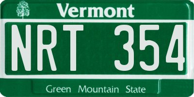 VT license plate NRT354