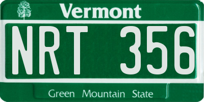 VT license plate NRT356