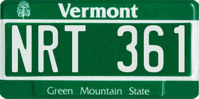 VT license plate NRT361