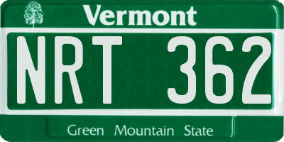 VT license plate NRT362