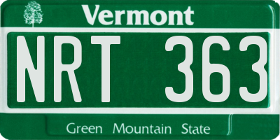 VT license plate NRT363