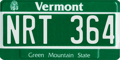 VT license plate NRT364