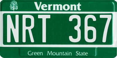 VT license plate NRT367
