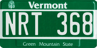 VT license plate NRT368