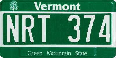 VT license plate NRT374
