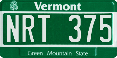 VT license plate NRT375
