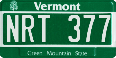 VT license plate NRT377