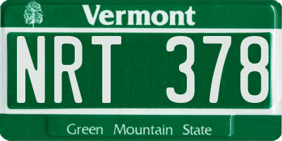 VT license plate NRT378